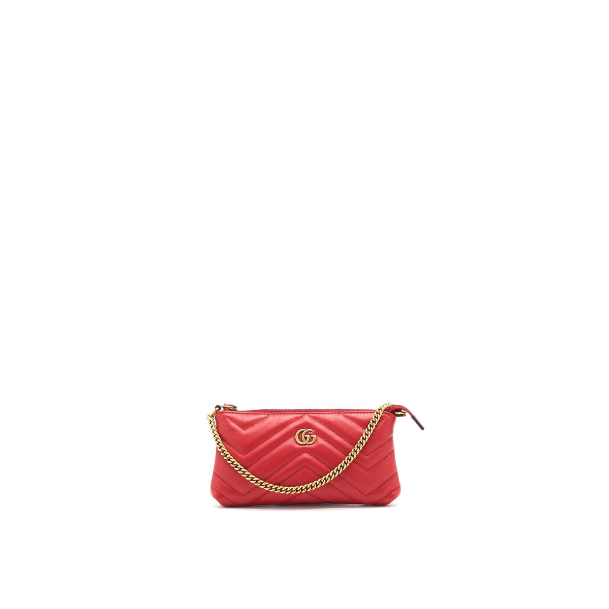 GUCCI MARMONT MINI POUCH WITH CHAIN RED GHW
