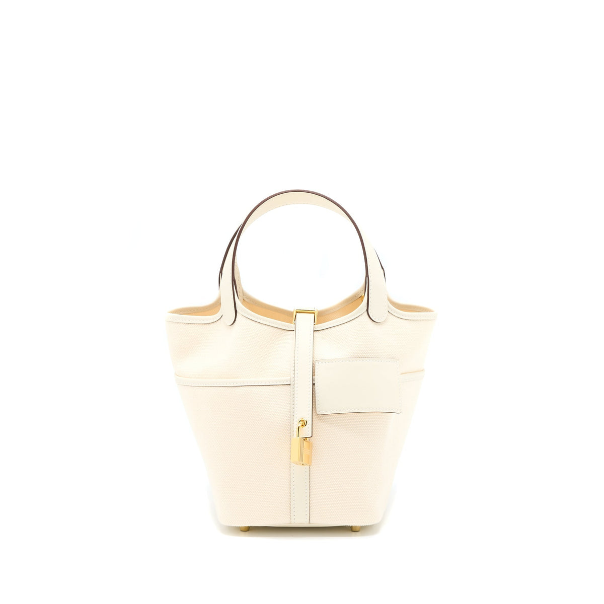 HERMES PICOTIN CARGO 18 SWIFT/TOILE CANVAS ECRU/NATA GHW