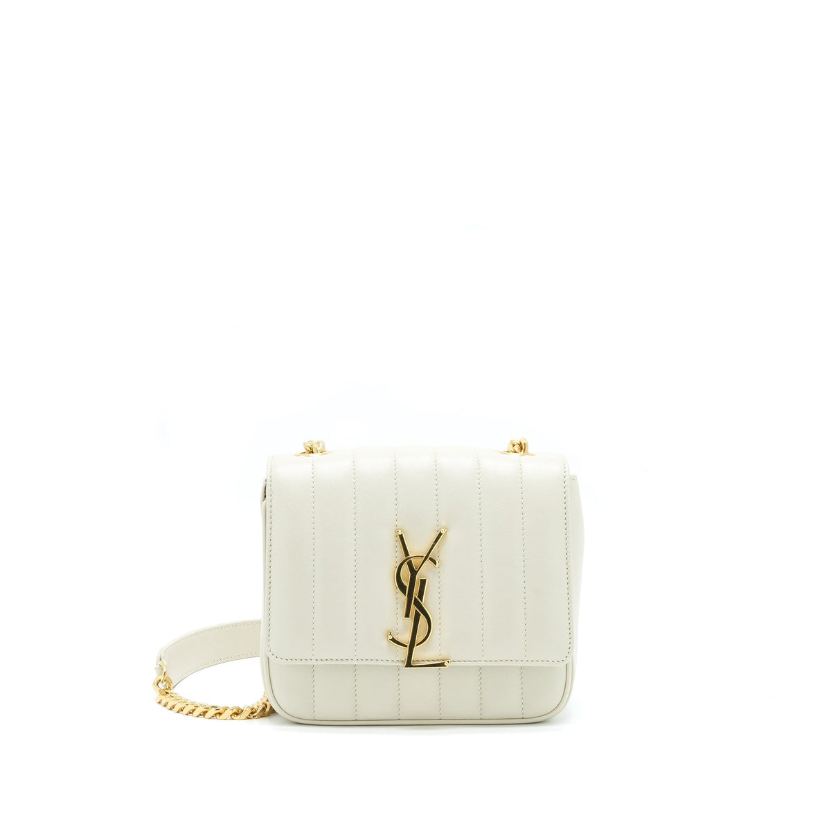 SAINT LAURENT VICKY CHAIN BAG LIGHT BEIGE GHW