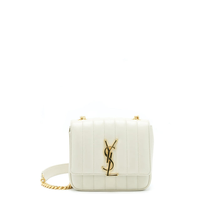 SAINT LAURENT VICKY CHAIN BAG LIGHT BEIGE GHW