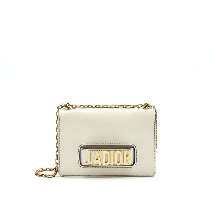 DIOR J'ADIOR MEDIUM FLAP BAG WITH CHAIN WHITE GHW