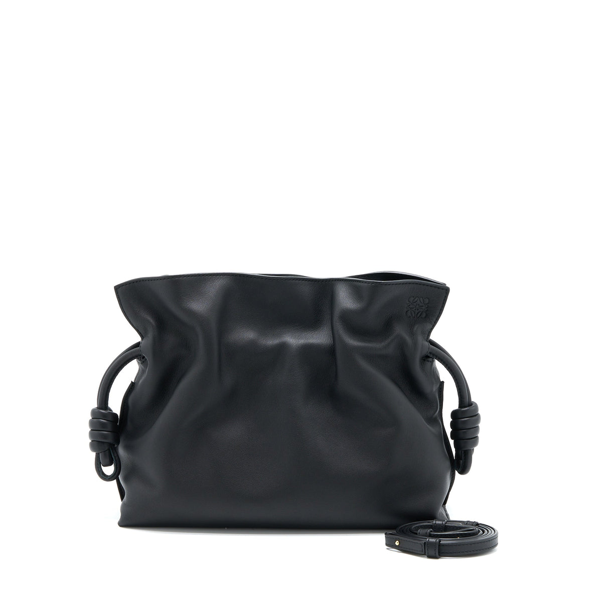 LOEWE FLAMENCO MEDIUM CLUTCH BAG BLACK NAPPA CALFSKIN GHW