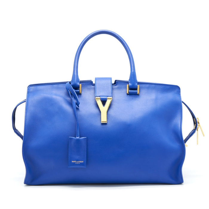 SAINT LAURENT CABAS CHYC TOTE BAG BLUE GHW
