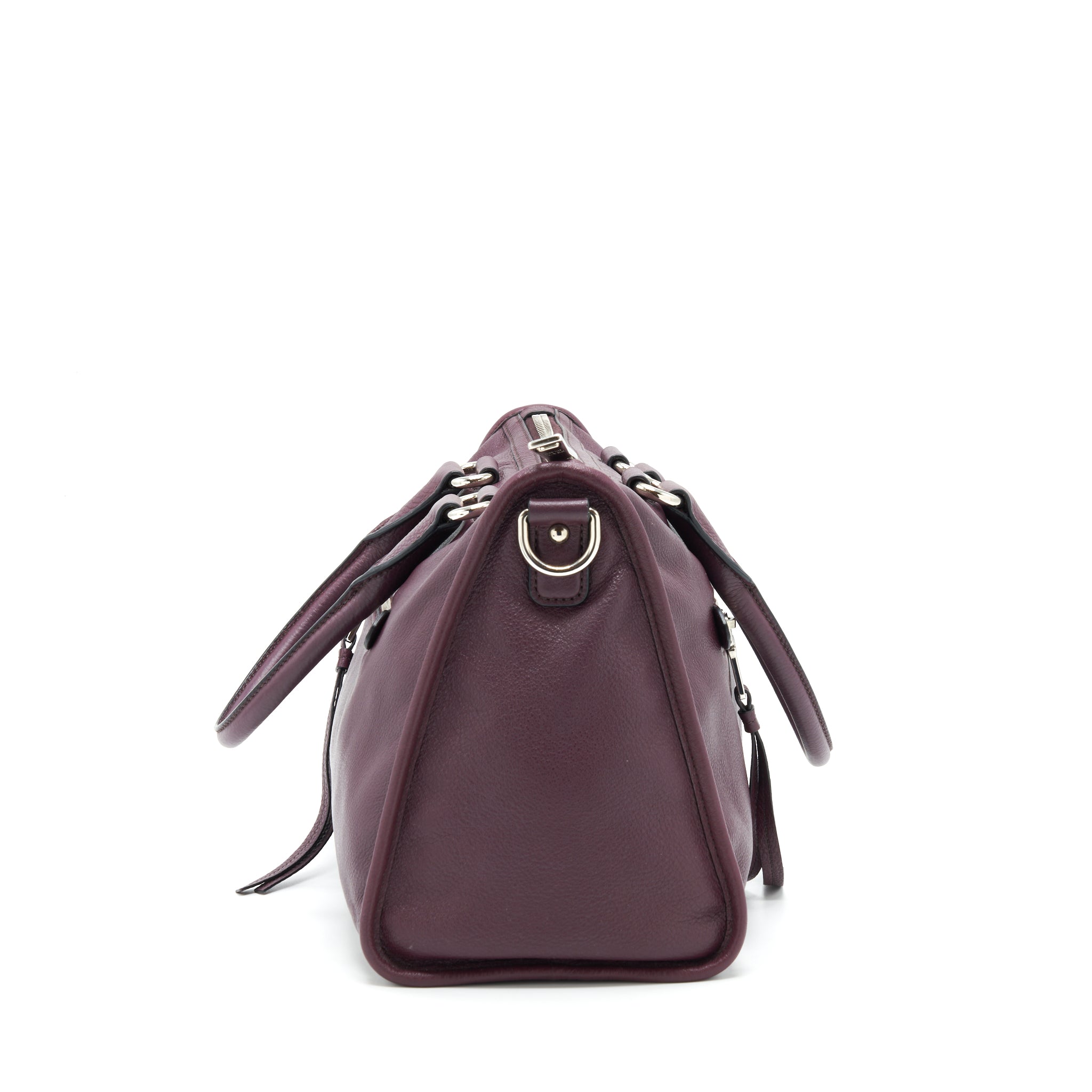 PRADA VITELLO PHENIX BAULETTO TOTE BAG GRAINED CALFSKIN BURGUNDY SHW