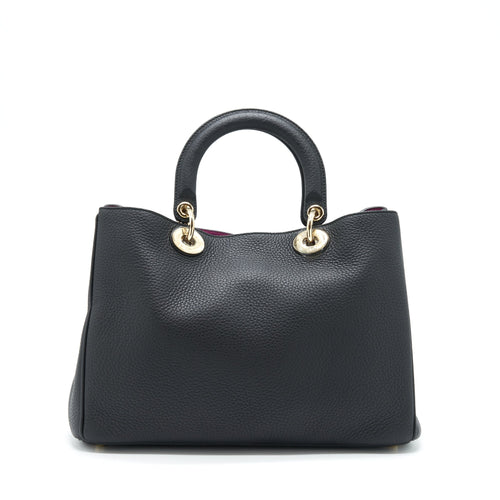 DIOR DIORISSIMO GRAINED LEATHER BLACK/ FUSHIA GHW