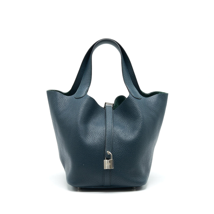 HERMES PICOTIN 22 VERT CYPRES CLEMENCE IN SHW