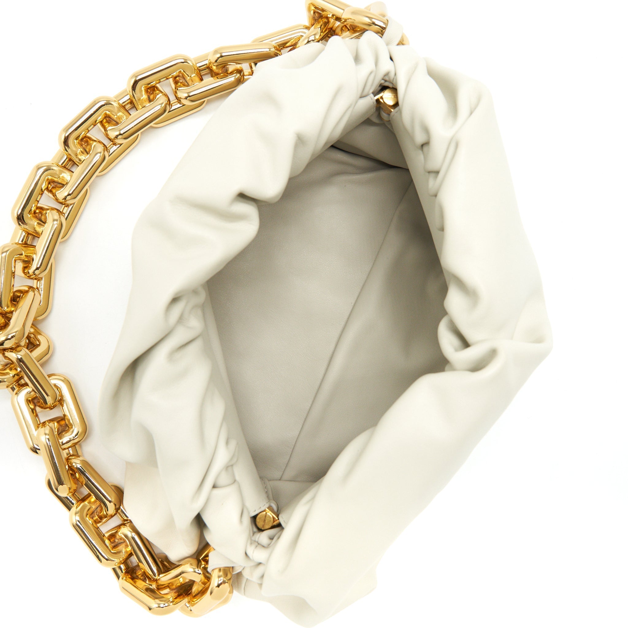 BOTTEGA VENETA CHAIN POUCH BAG WHITE GHW