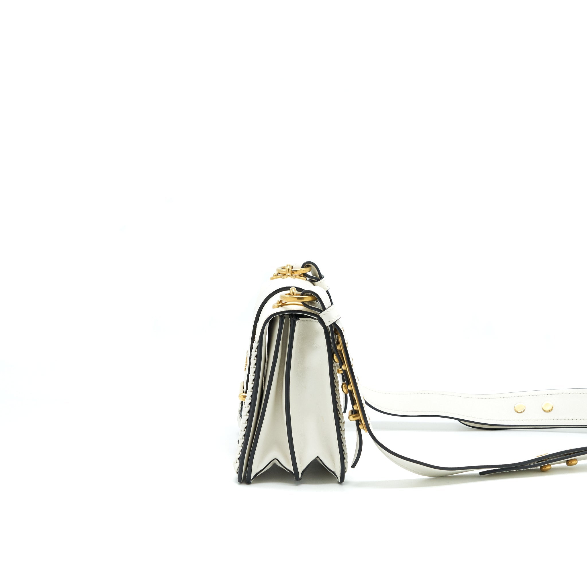 PRADA CITY CALF RAFFIA SAFFIANO CAHIER BAG WHITE