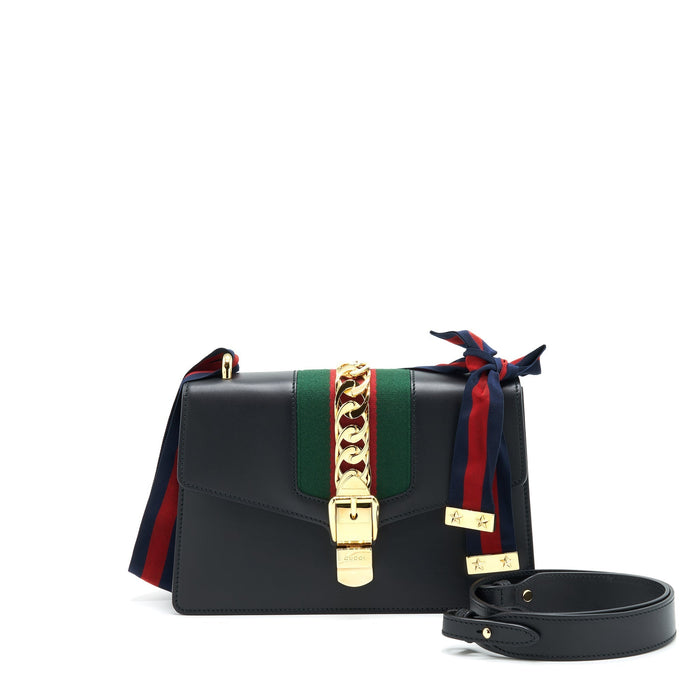 GUCCI SMALL SYLVIE SHOULDER BAG BLACK