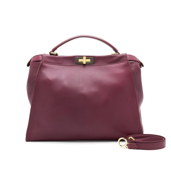 FENDI LARGE PEEKABOO TOTE BAG DARK RED
