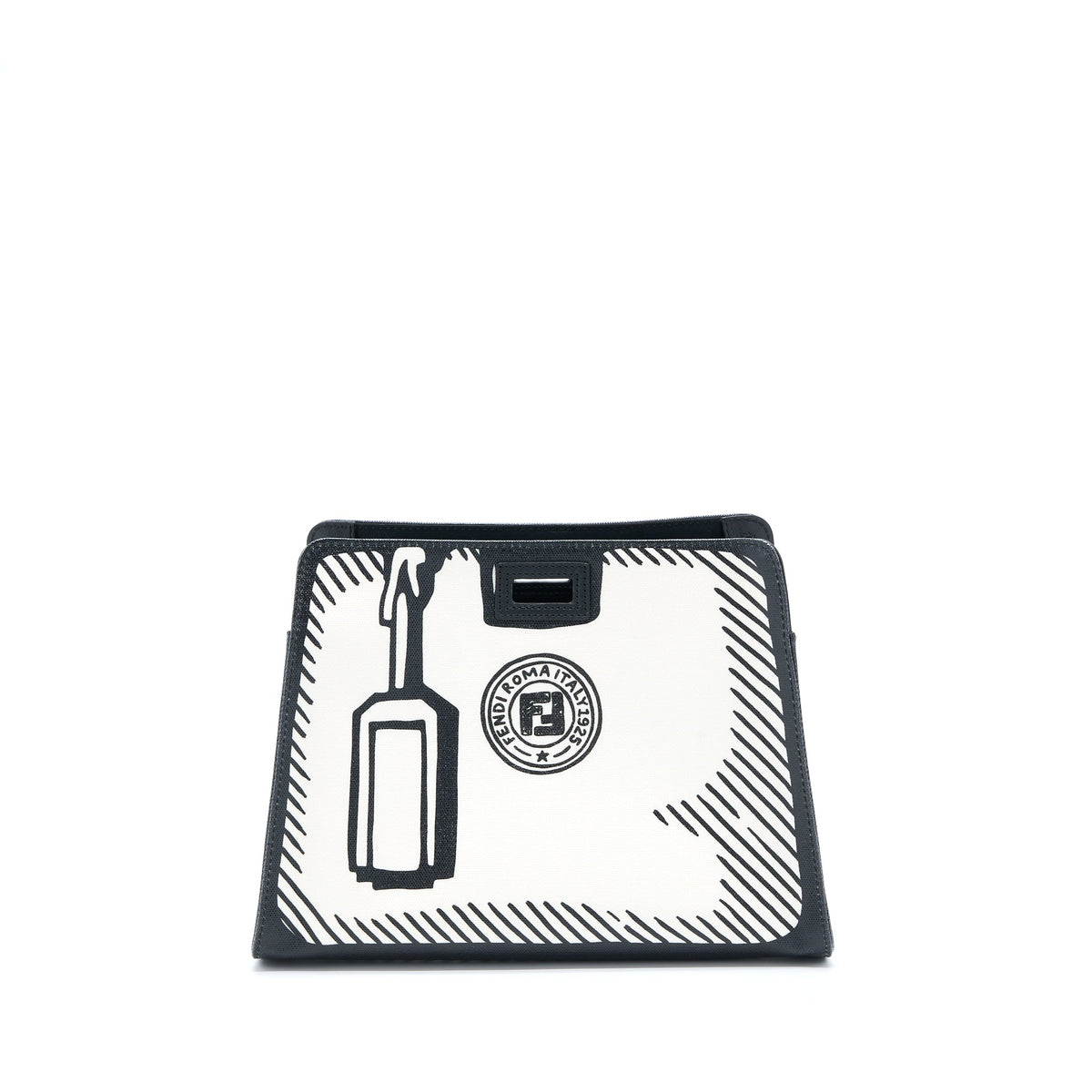 FENDI X VIDES COATED CANVAS PEEKABOO DEFENDER COVER WHITE BLACK