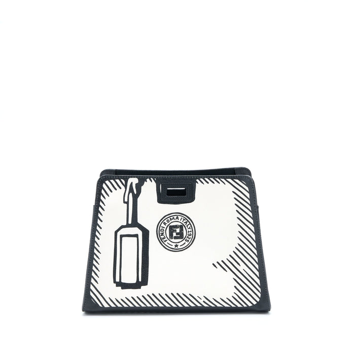 FENDI X VIDES COATED CANVAS PEEKABOO DEFENDER COVER WHITE BLACK