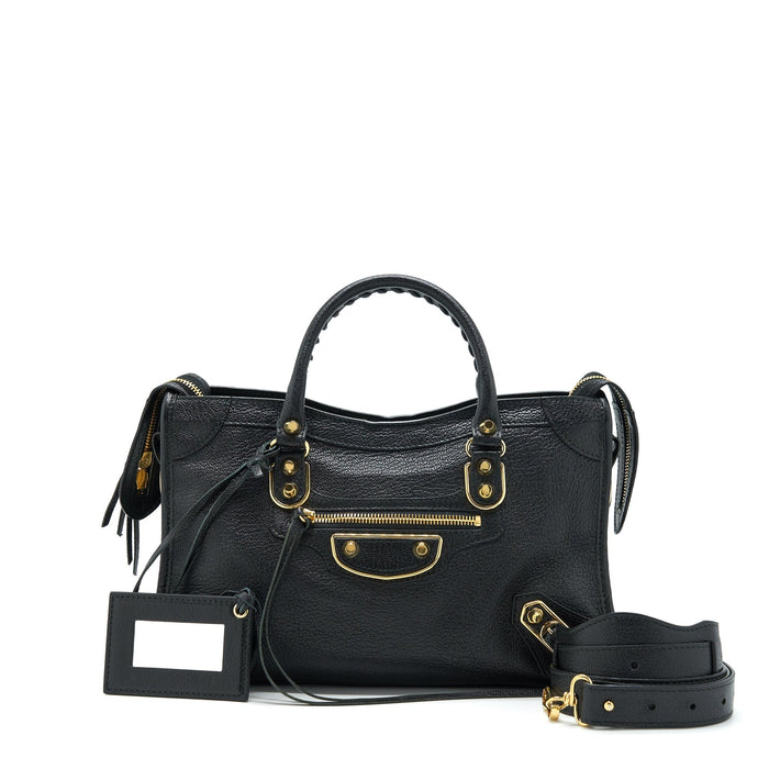 BALENCIAGA METALLIC EDG CITY S BAG BLACK GHW