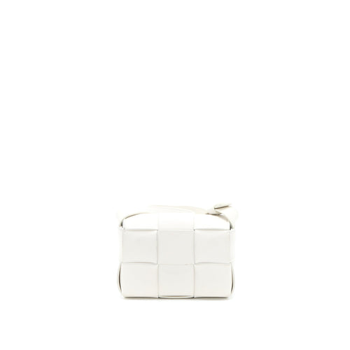 BOTTEGA VENETA MINI CASSETTE CROSSBODY BAG LAMBSKIN WHITE