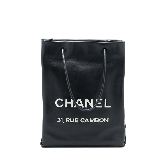 CHANEL VINTAGE CAMBON TOTE BAG CALFSKIN BLACK SHW