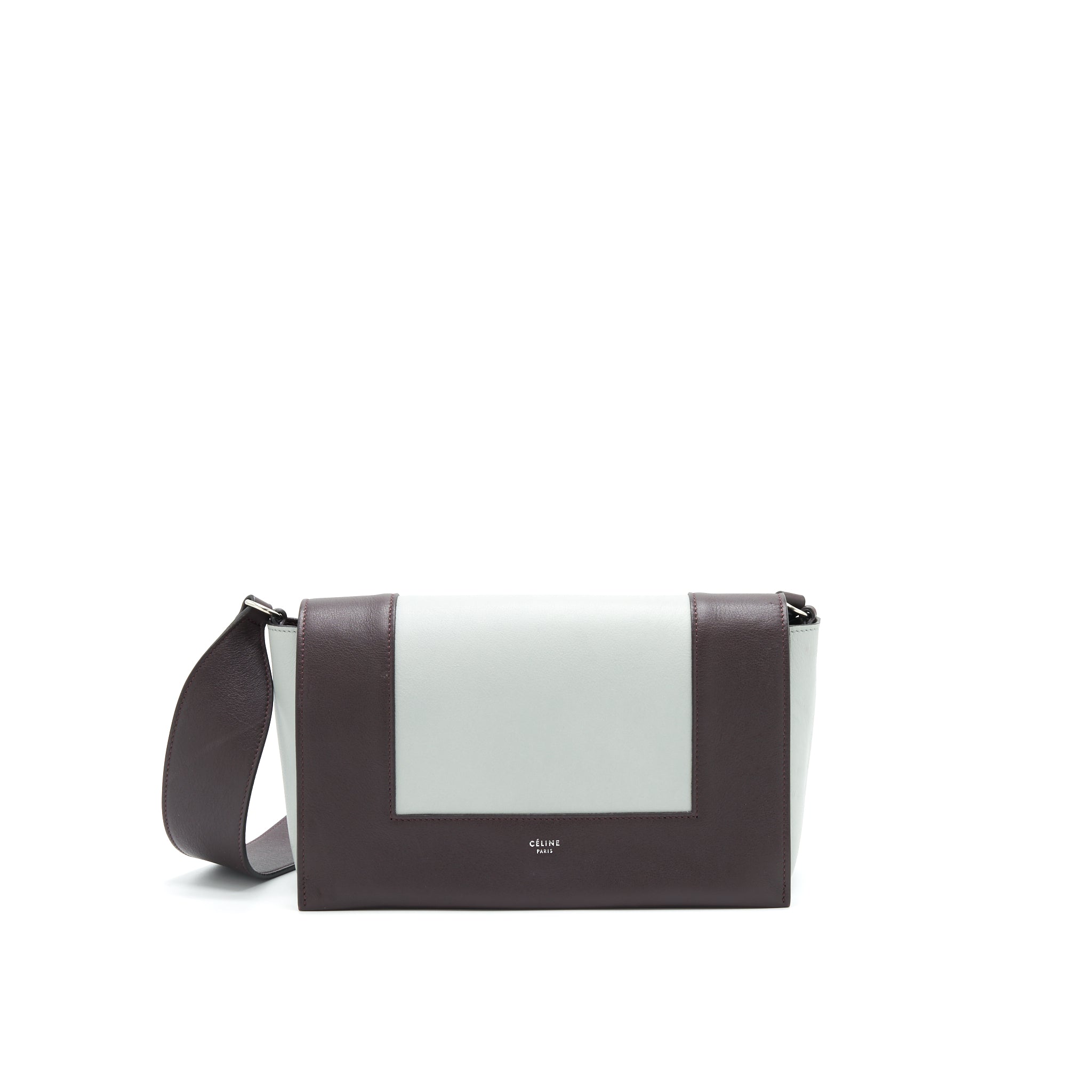 CELINE FRAME SHOULDER BAG GREY/ BURGUNDY