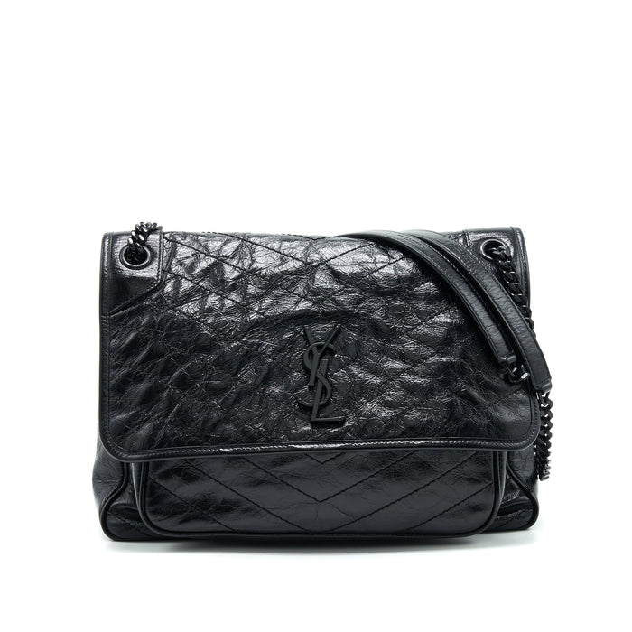 SAINT LAURENT NIKI LARGE BAG IN BLACK AND BLACK HARDWARE