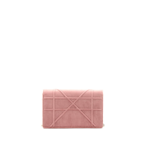 DIOR DIORMA WALLET ON CHAIN VELVET PINK GHW