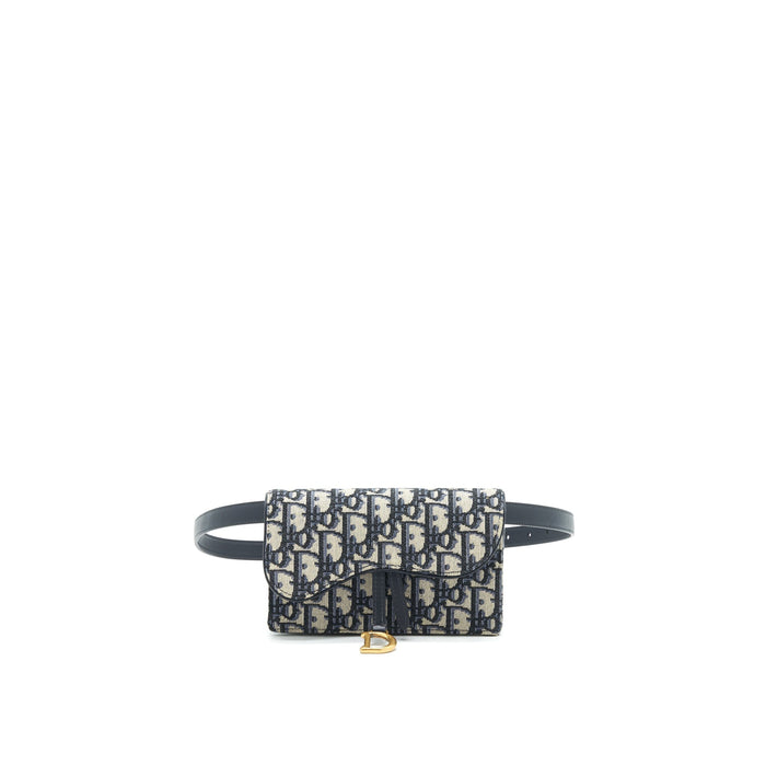 DIOR SADDLE BELT POUCH BLUE OBLIQUE JACQUARD
