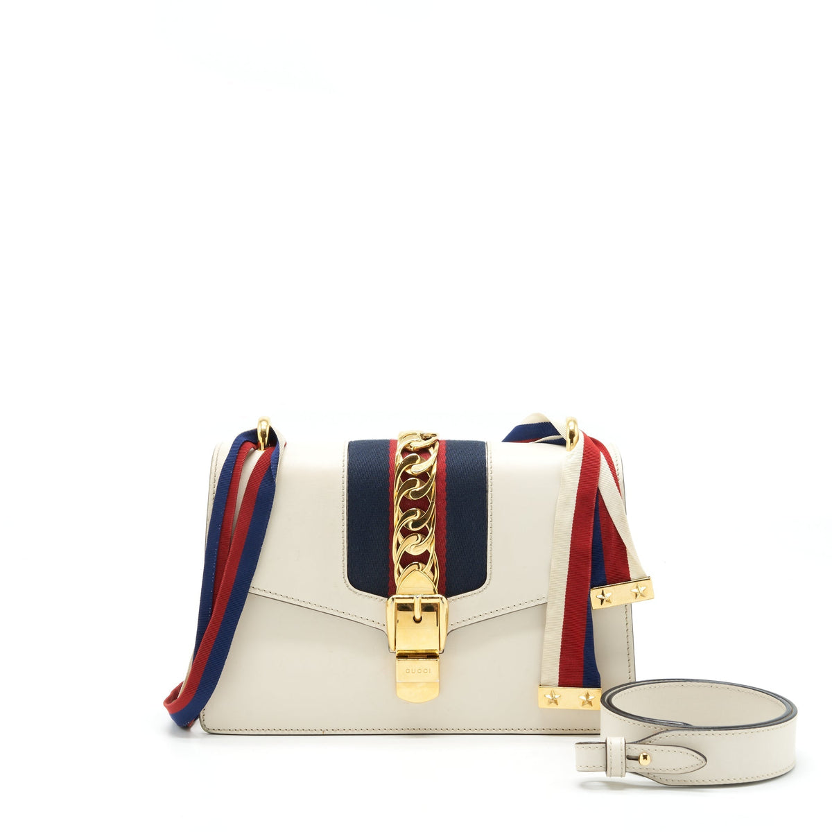 GUCCI SMALL SYLVIE BAG WHITE GHW