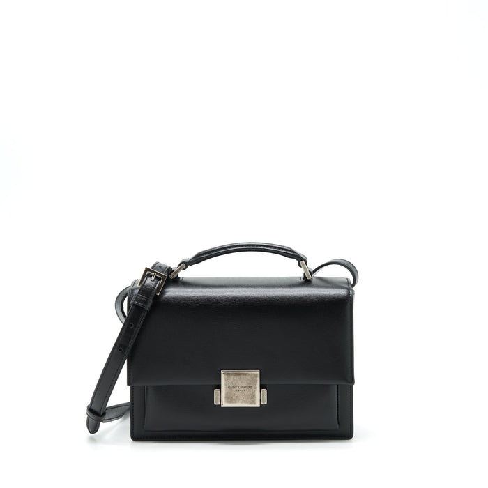 SAINT LAURENT/YSL BELLACHASSE CALFSKIN BLACK RUTHENIUM SLIVER HARDWARE