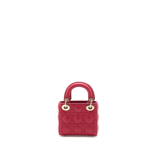 DIOR MICRO LADY DIOR BAG CANNAGE LAMBSKIN RED LGHW