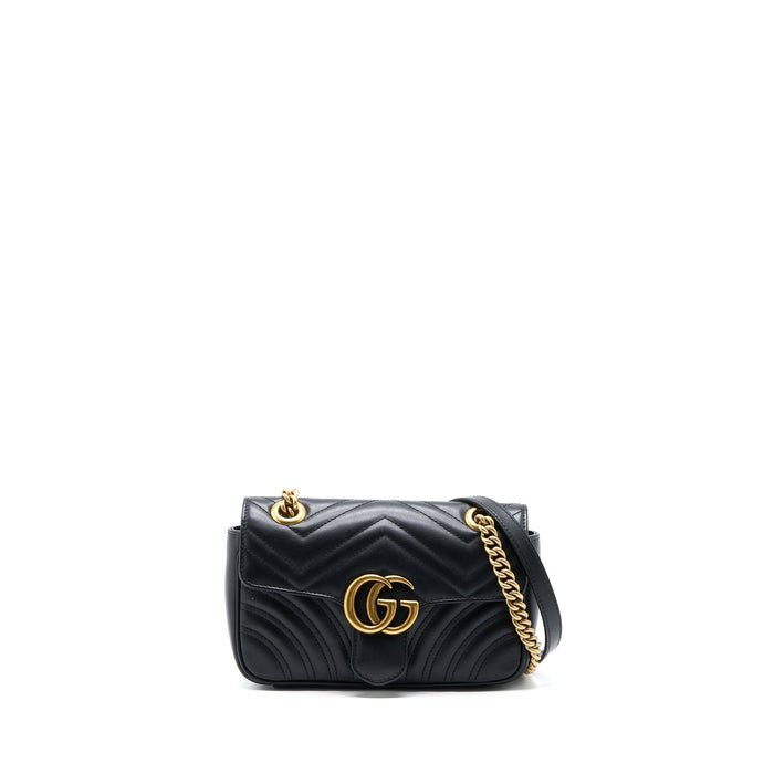 GUCCI SMALL MARMONT SHOULDER BAG CALFSKIN BLACK GHW