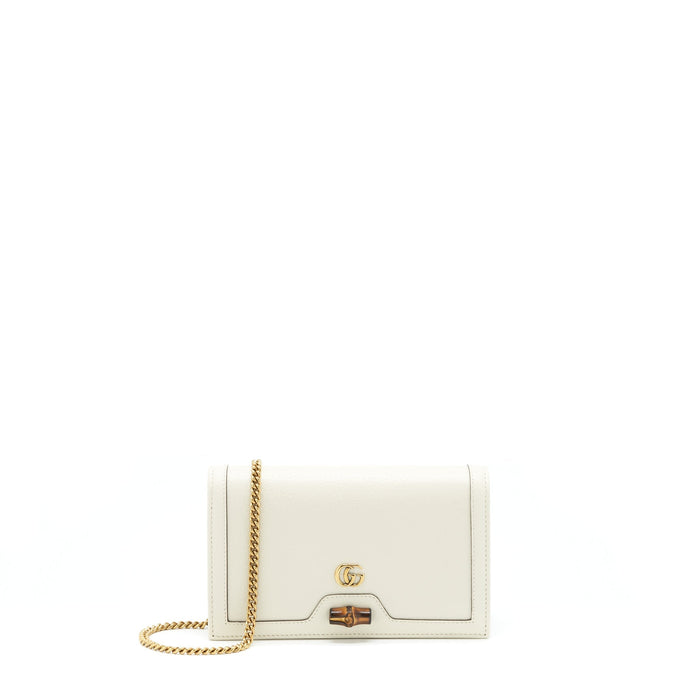 GUCCI DIANA MINI BAG WITH BAMBOO WHITE GHW