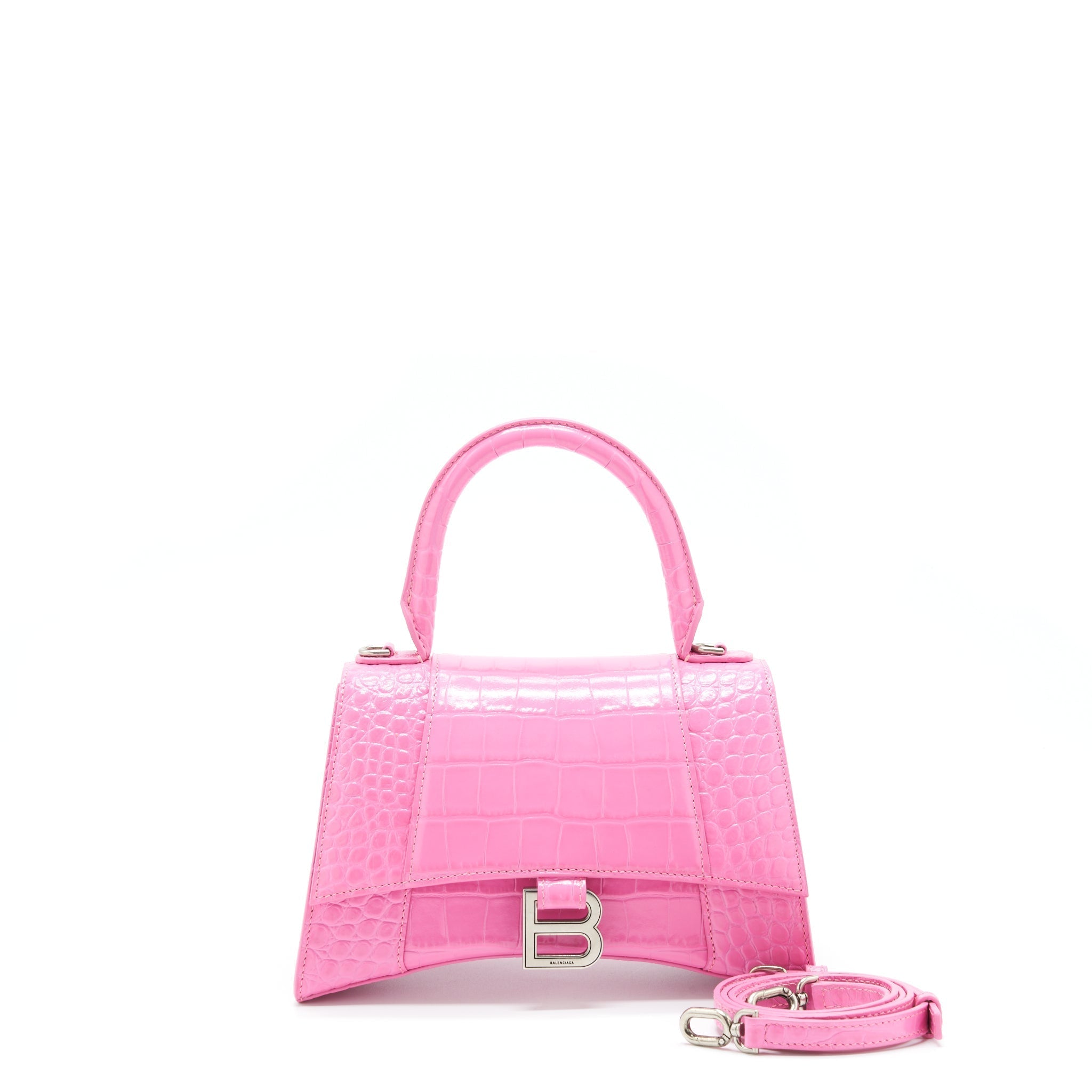 BALENCIAGA HOURGLASS CROC EMBOSSED PINK SHW