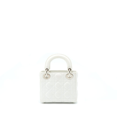 DIOR MINI LADY DIOR LAMBSKIN WHITE SHW