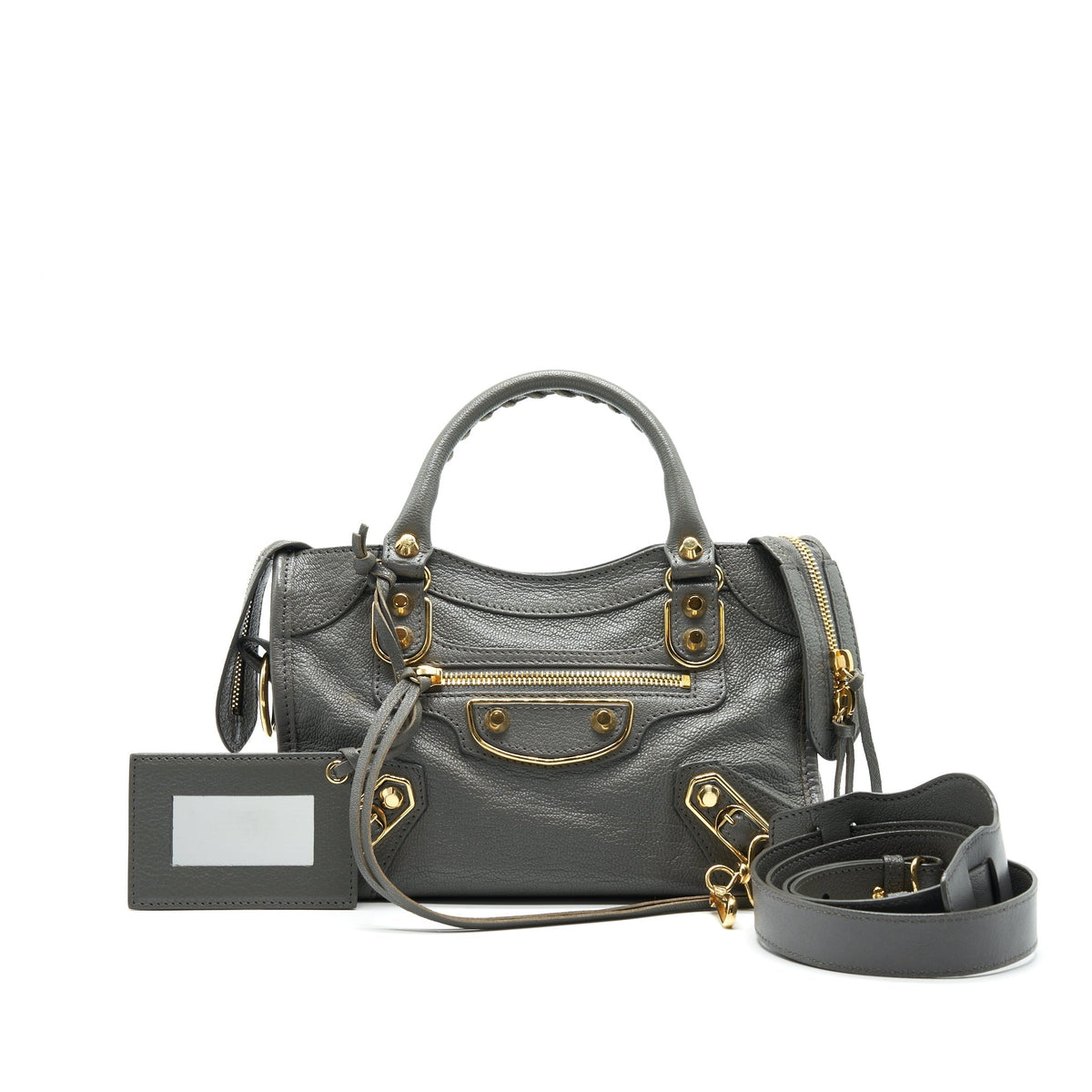 BALENCIAGA MINI CITY BAG GREY WITH GHW