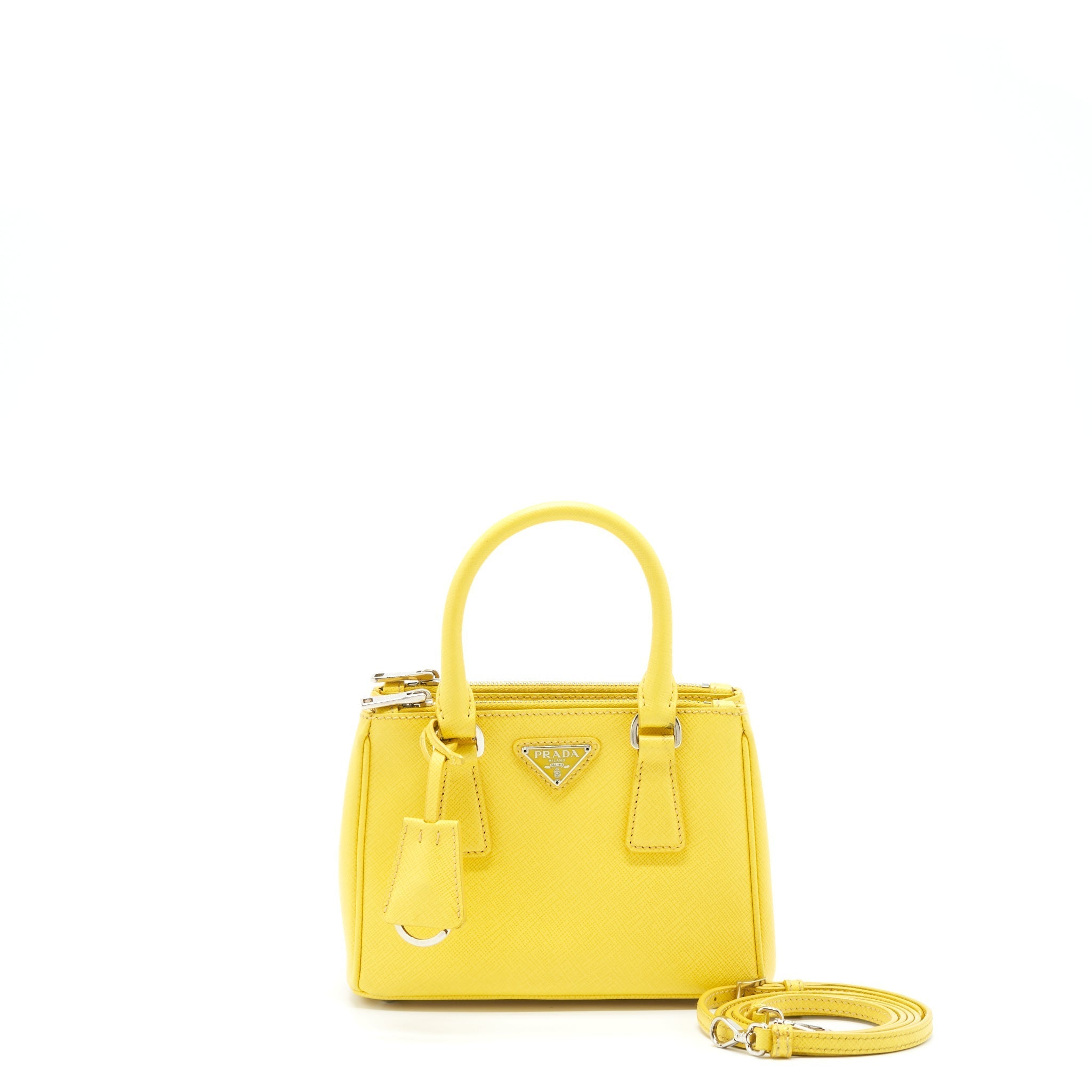 PRADA GALLERIA MINI TOTE SAFFIANO LUX YELLOW SHW