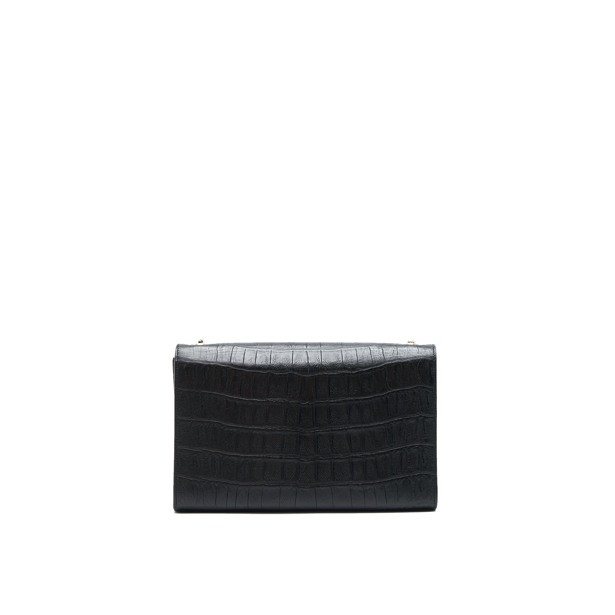 SAINT LAURENT MEDIUM KATE WITH TASSEL CROC EMBOSSED CALFSKIN BLACK SHW