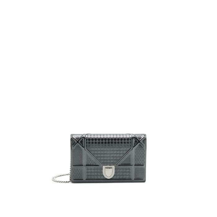 DIOR DIORAMA WALLET ON CHAIN METALLIC BLACK SHW