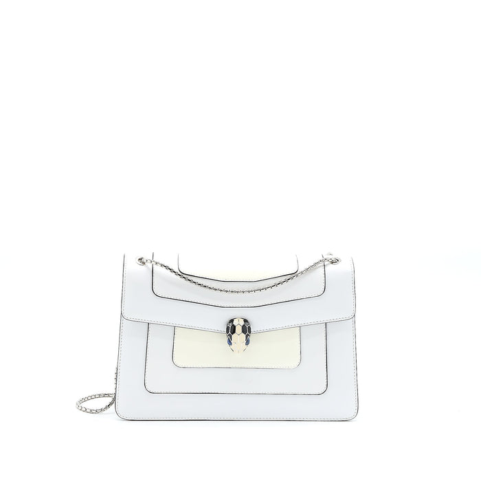 BVLGARI SERPENTI FOREVER SHOULDER BAG PATENT WHITE SHW
