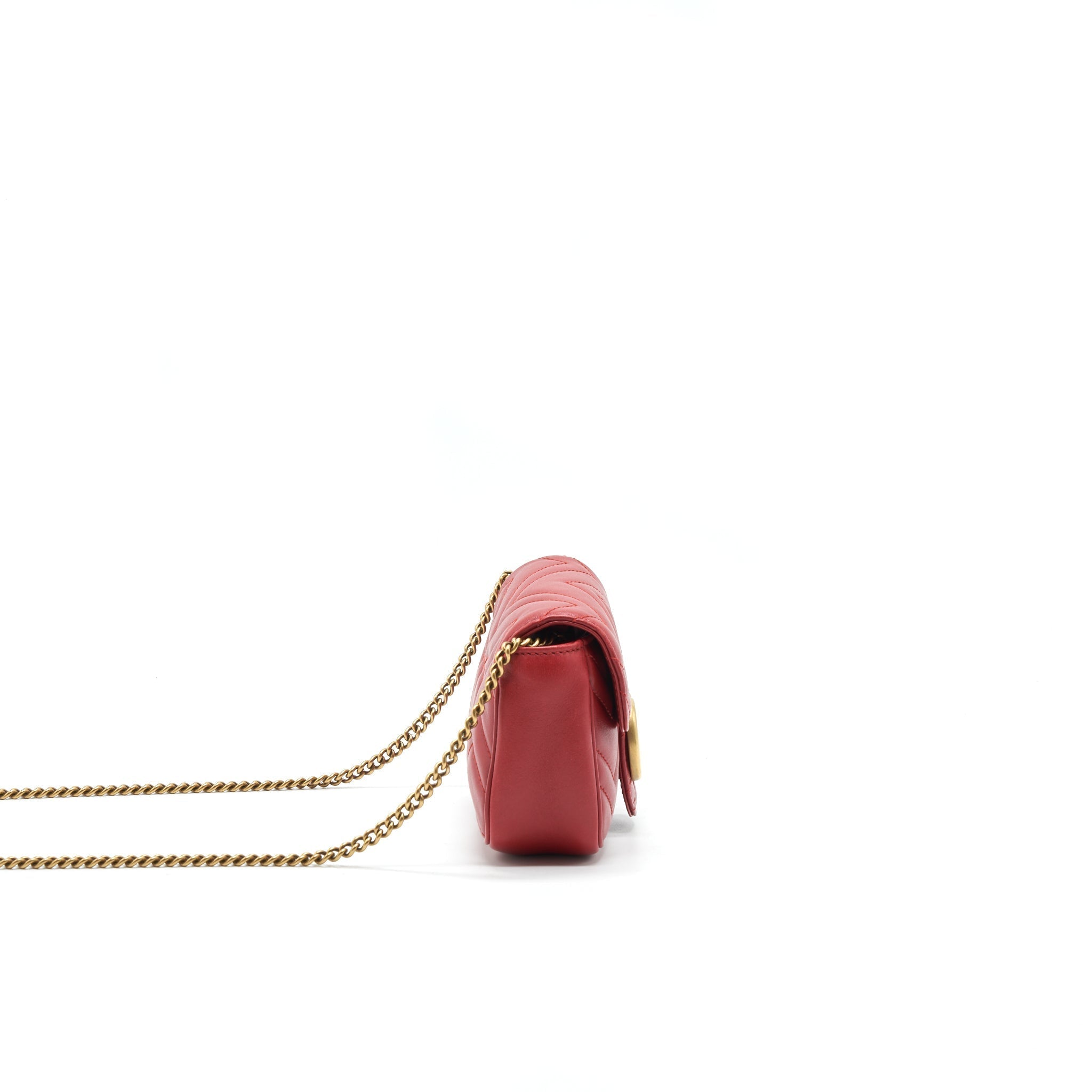 GUCCI GG MARMONT SUPER MINI LEATHER BAG RED