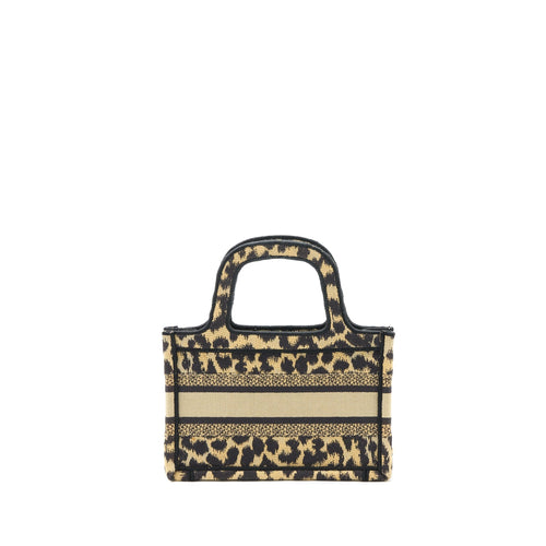 DIOR MINI BOOK TOTE MIZZA EMBROIDERY BEIGE/BLACK