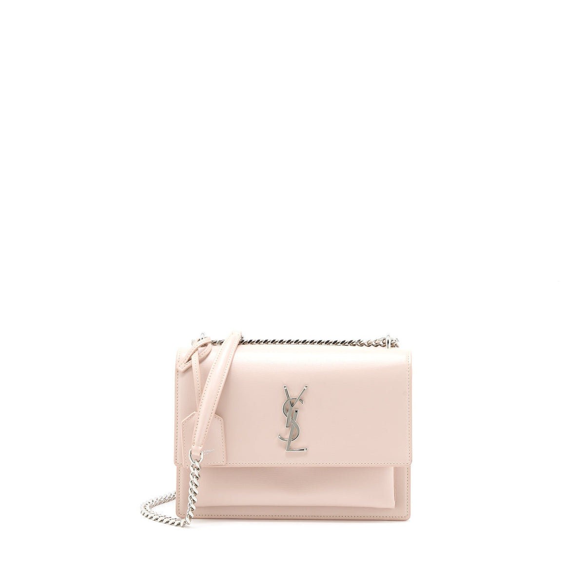 SAINT LAURENT MEDIUM SUNSET CHAIN BAG CALFSKIN LIGHT PINK SHW