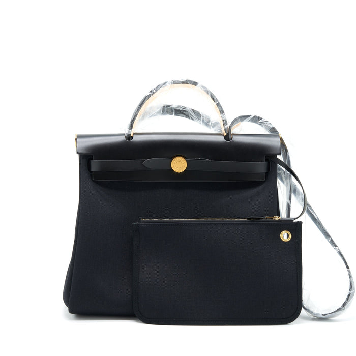HERMES HERBAG RETOURNE ZIP 31 BAG BLACK GHW