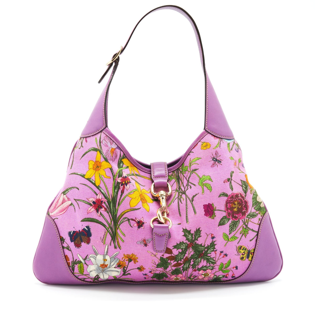 GUCCI FLORA JACKIE BAG CANVAS AND LEATHER MULTICOLOUR GHW