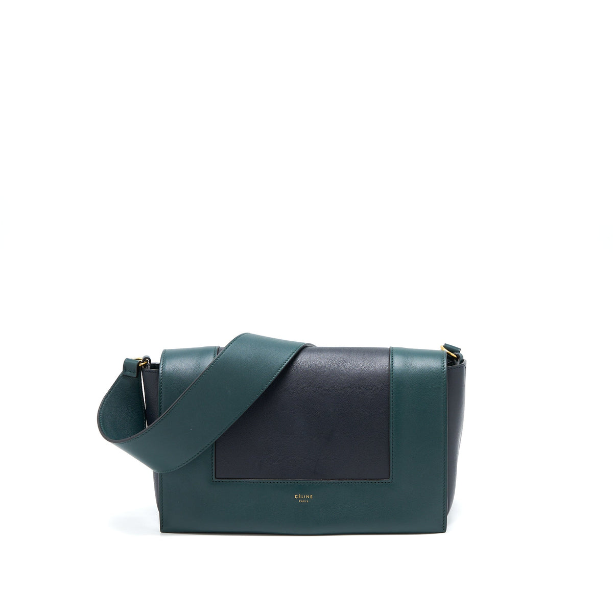 CELINE FRAME BAG CALFSKIN NAVY/DARK GREEN GHW