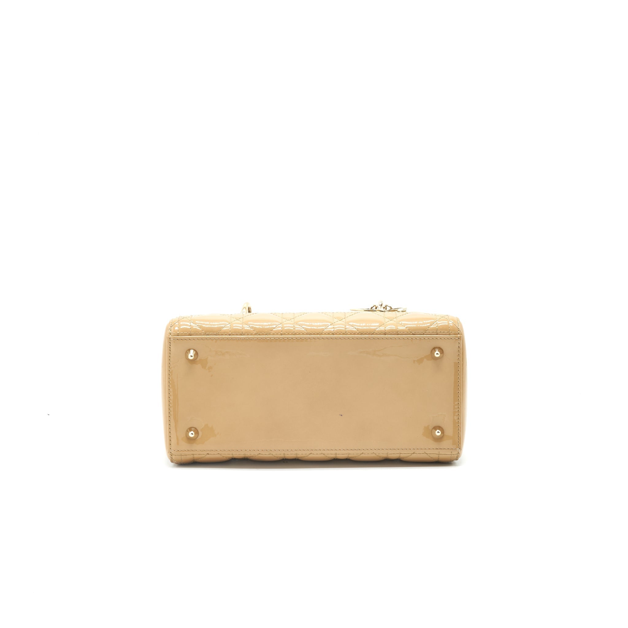 CHRISTIAN DIOR MEDIUM LADY DIOR PATENT LEATHER BEIGE GHW