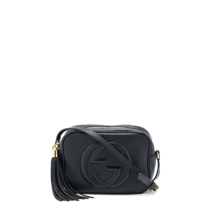 GUCCI SOHO DISCO CAMERA BAG CALFSKIN BLACK LGHW