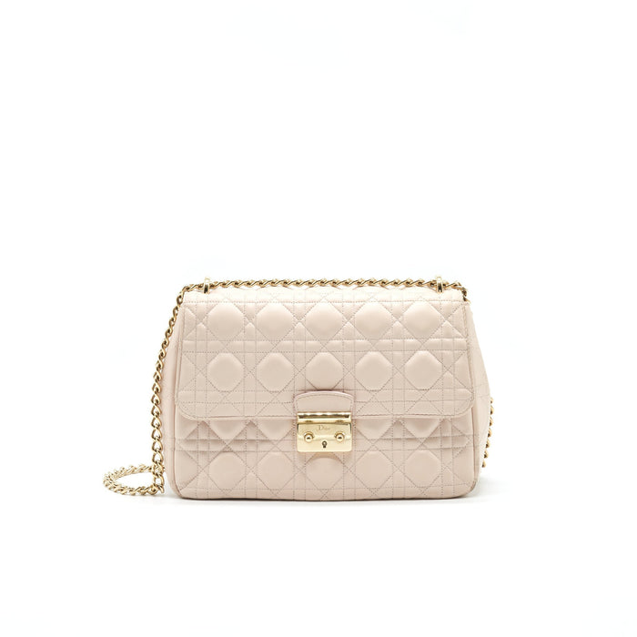 CHRISTIAN DIOR CANNAGE LEATHER MISS DIOR FLAP BAG IN LIGHT PINK LGHW