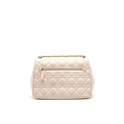 CHRISTIAN DIOR CANNAGE LEATHER MISS DIOR FLAP BAG IN LIGHT PINK LGHW