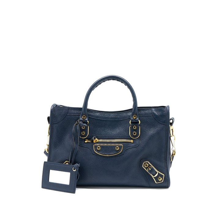 BALENCIAGA MINI CITY BAG NAVY GHW