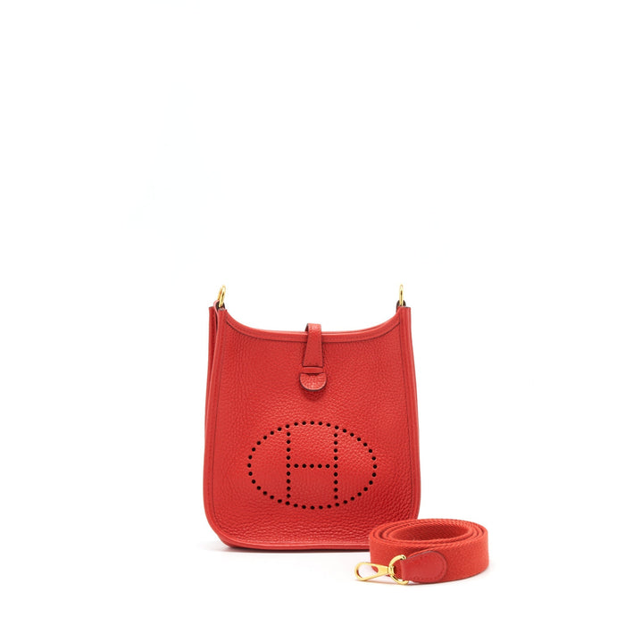 HERMES MINI EVELYNE 16 CLEMENCE ROUGE TOMATE GHW