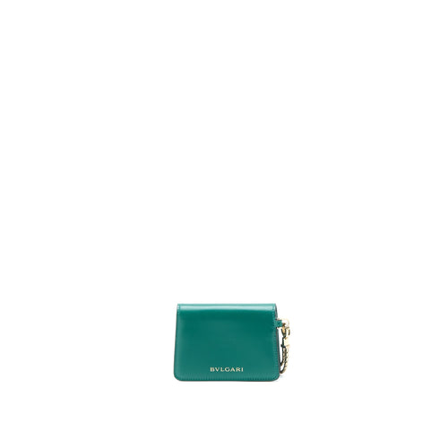 BVLGARI SERPENTI FOREVER CARDHOLDER NECKLACE CALFSKIN GREEN