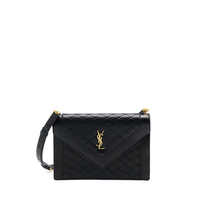SAINT LAURENT/YSL ENVELOP SHOULDER BAG LAMBSKIN BLACK GHW