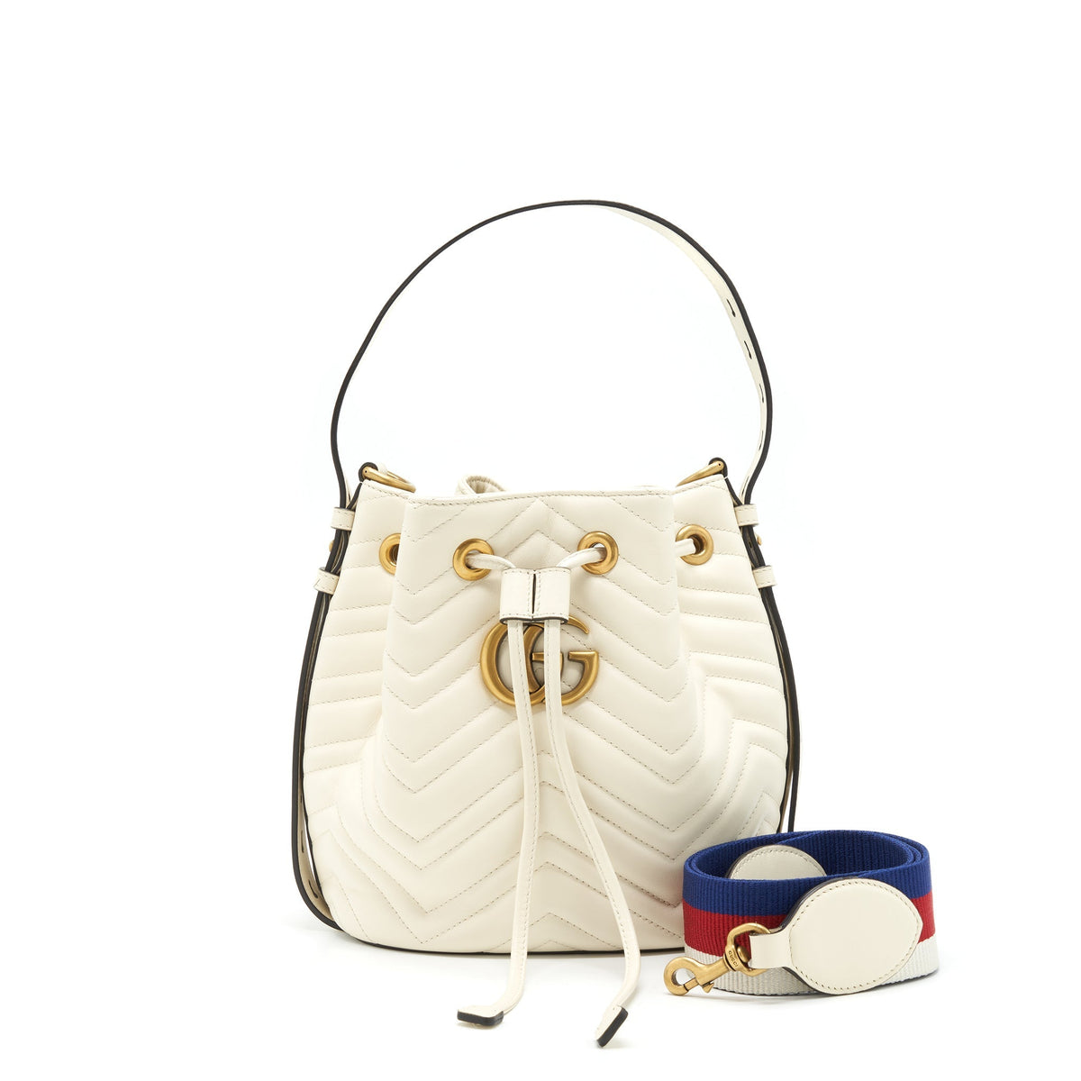 GUCCI BUCKET BAG WHITE GHW